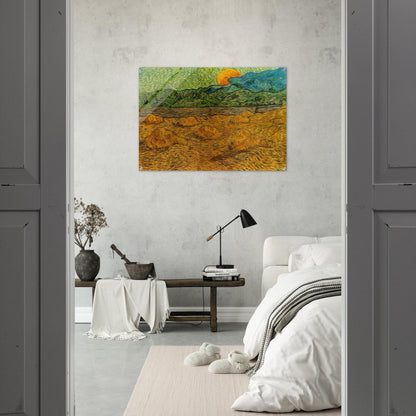 Evening Landscape with Rising Moon - Vincent van Gogh Acrylic Print - 70x100 cm / 28x40″ inches | Vincent van Gogh Wall Art | Vincent van Gogh Prints