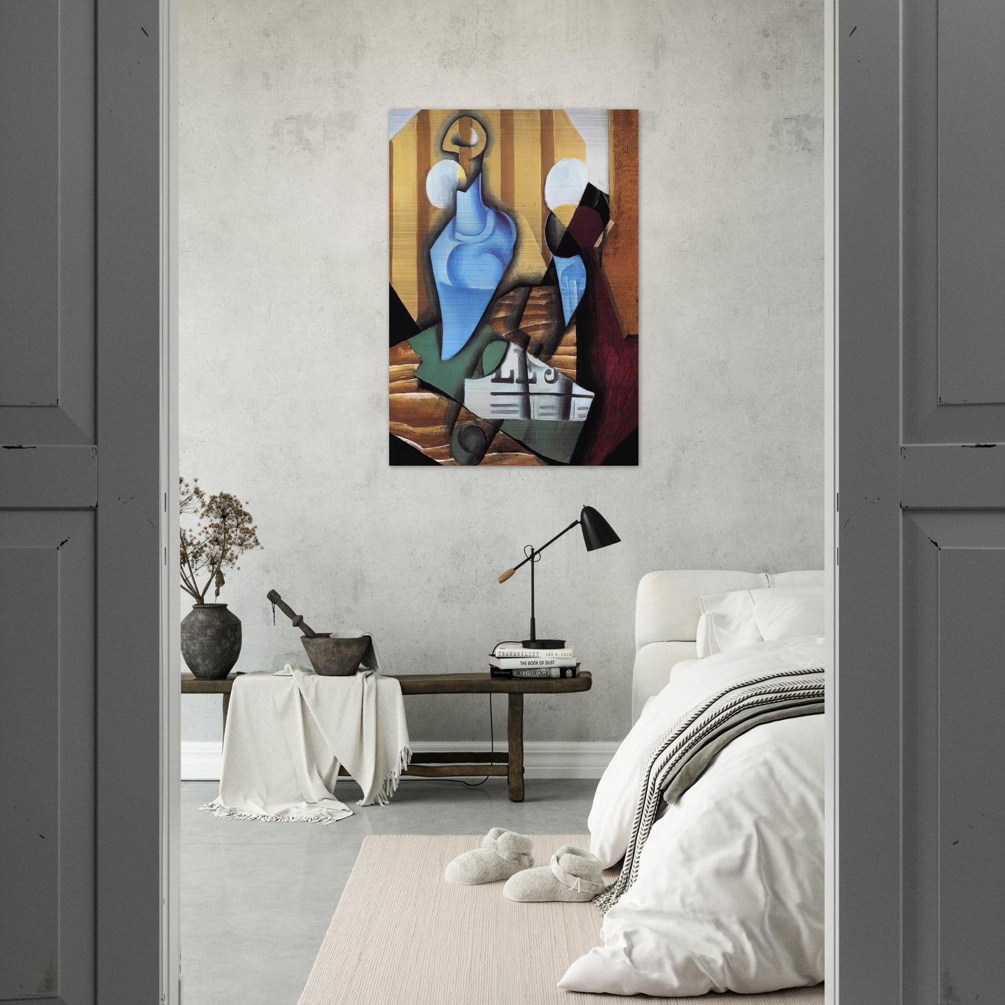 STILL LIFE WITH BOTTLE AND GLASS 1914 - Juan Gris Brushed Aluminum Print - 70x100 cm / 28x40 inches | Juan Gris Aluminum Print | Juan Gris Prints