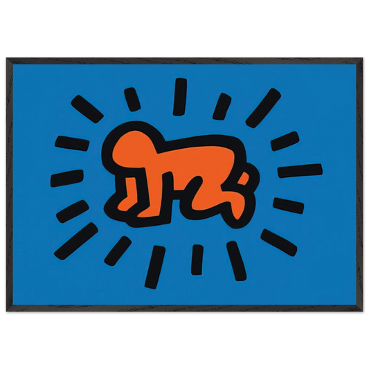 RADIANT BABY FROM ICONS SERIES 1990 N1 - Keith Haring 70x100 cm / 28x40 inches Framed Art Print – Black Wooden Frame | Keith Haring Art For Sale