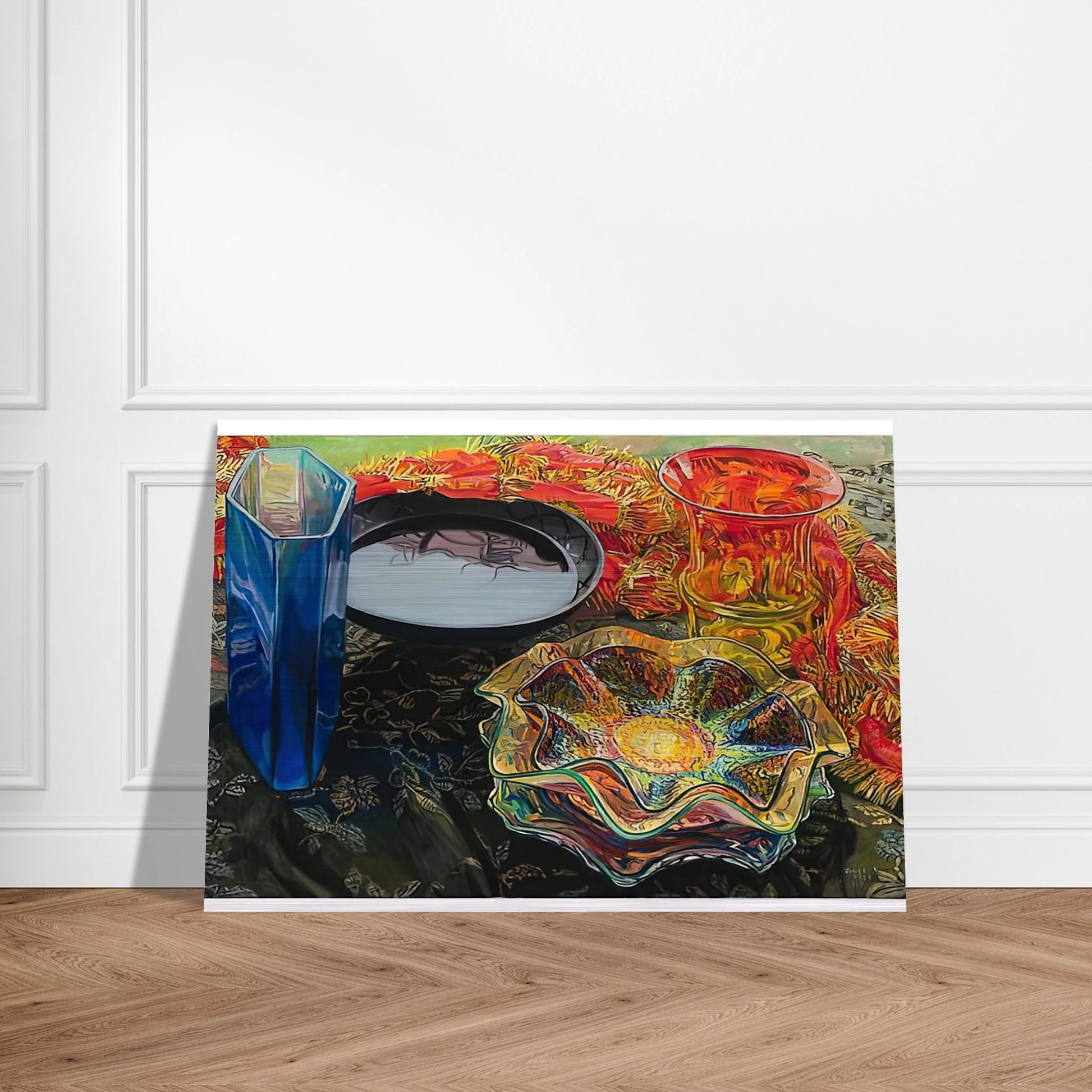 BLACK BOWL RED SCARF 2007 - Janet Fish Brushed Aluminum Print - 70x100 cm / 28x40 inches | Janet Fish Aluminum Print | Janet Fish Prints