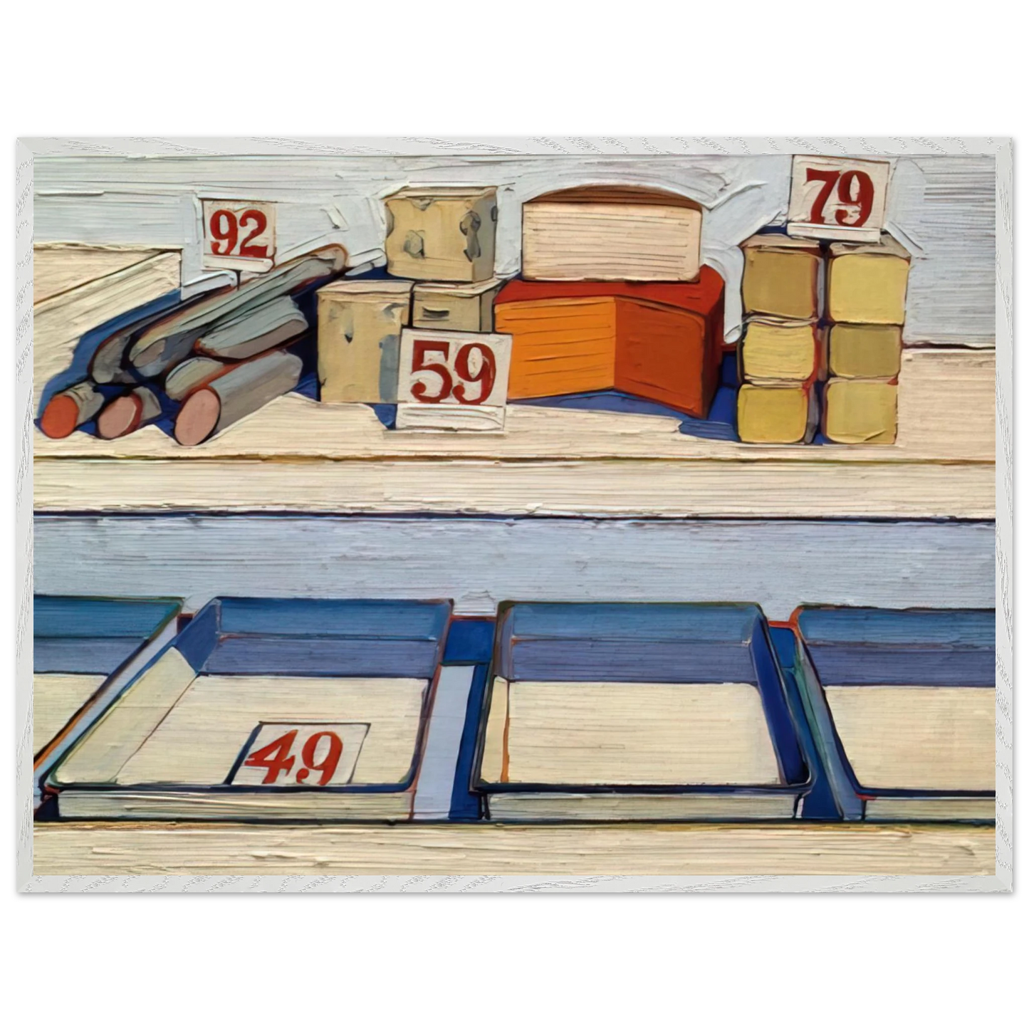 Wayne Thiebaud - Delicatessen Counter - 1962 Wall Art - 30x40 cm / 12x16 inches - Premium Wooden Framed Poster With Fine Art Paper-canvas - Wood frame