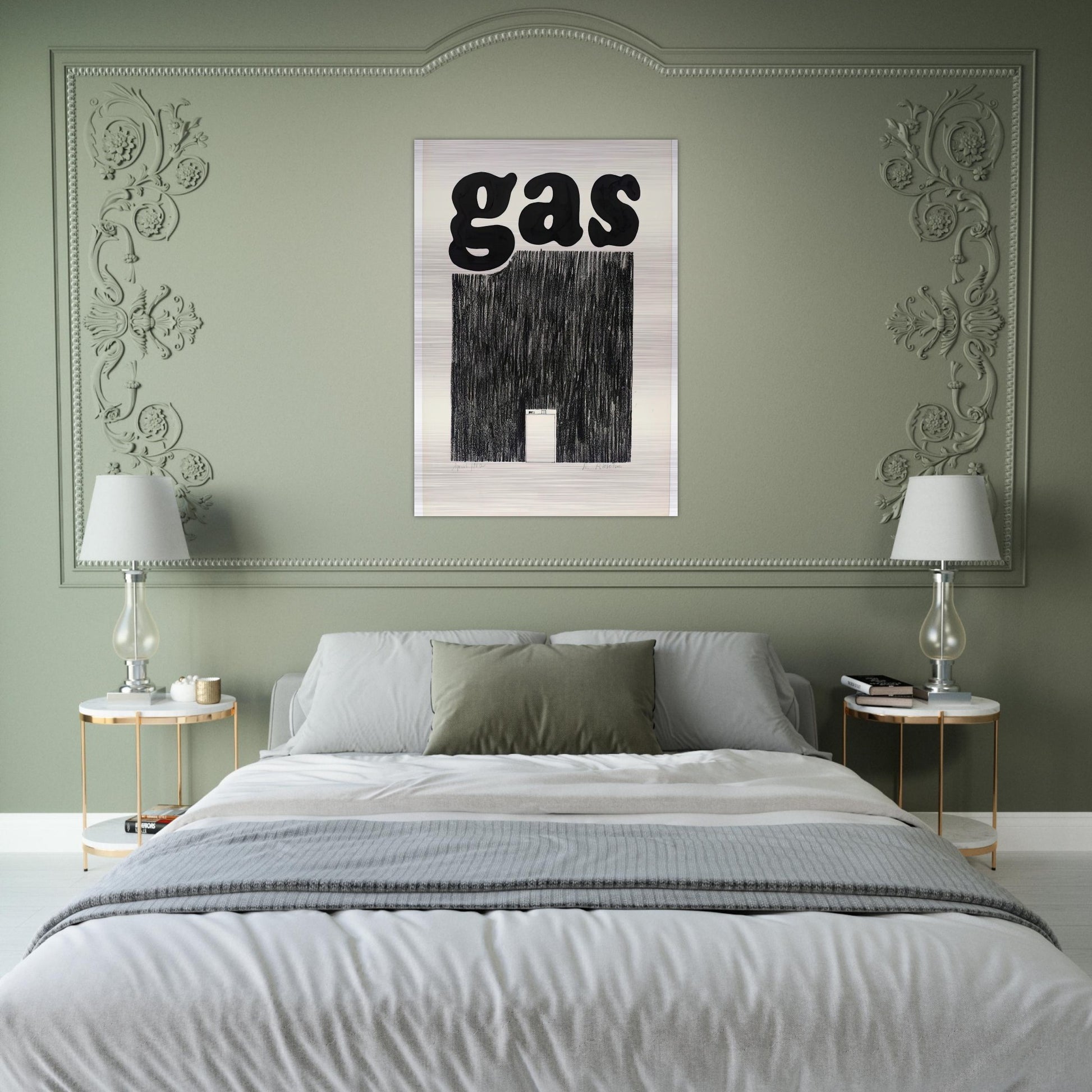 GAS 1962 - Edward Ruscha Brushed Aluminum Print - 70x100 cm / 28x40 inches | Edward Ruscha Aluminum Print | Edward Ruscha Prints