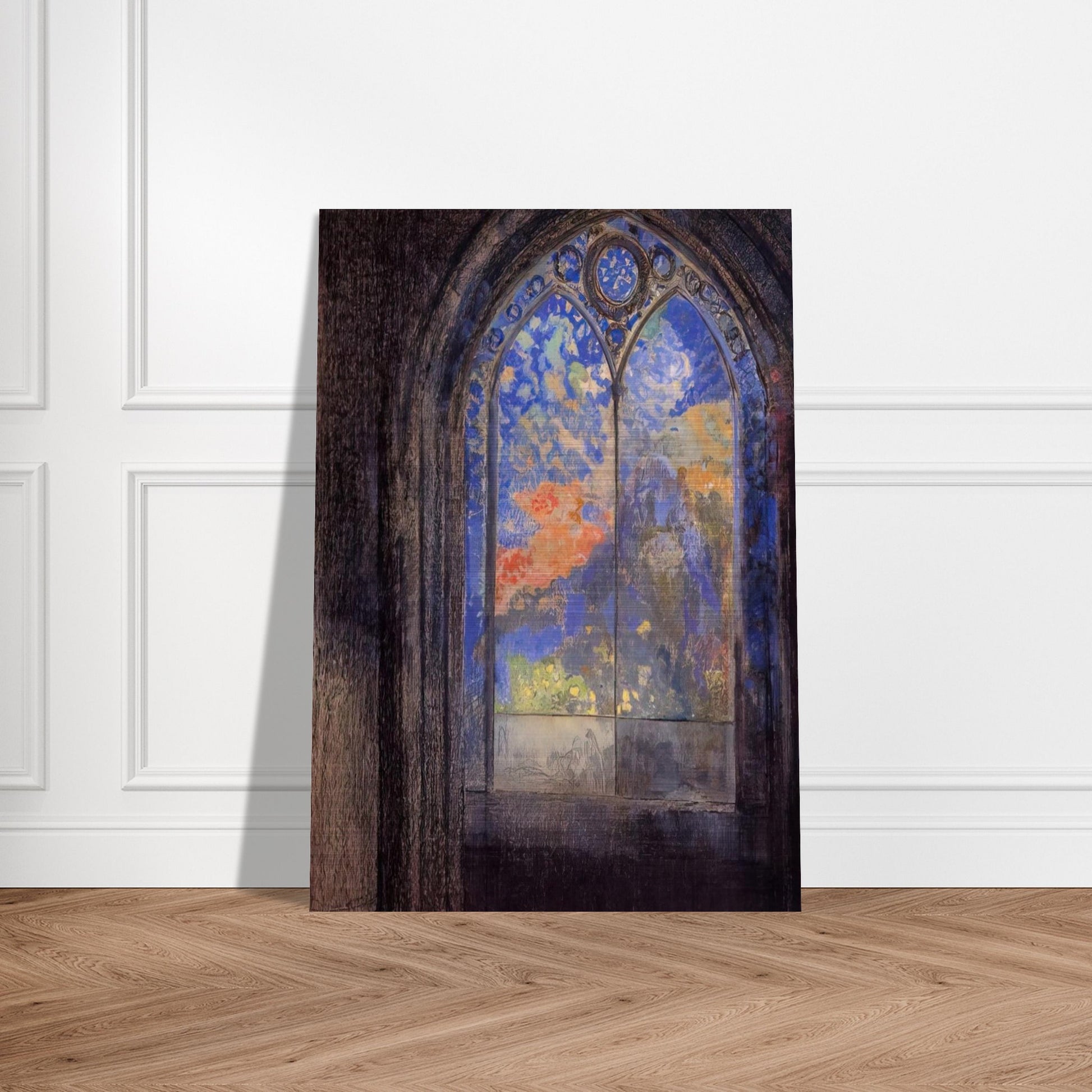 STAINED GLASS WINDOW THE MYSTERIOUS GARDEN - Odilon Redon Brushed Aluminum Print - 70x100 cm / 28x40 inches | Odilon Redon Aluminum Print | Odilon Redon Prints