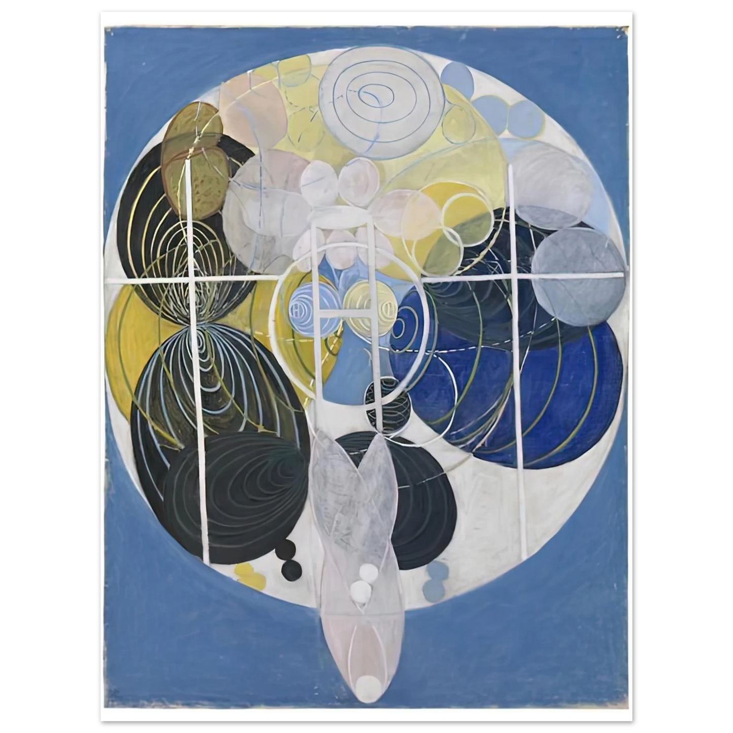 Hilma af Klint - THE LARGE FIGURE PAINTINGS NR 5 1907 Wall art - 28x43  cm / XL (11x17 inches) - Premium Wooden Framed Poster With Fine Art Paper-canvas - Black frame