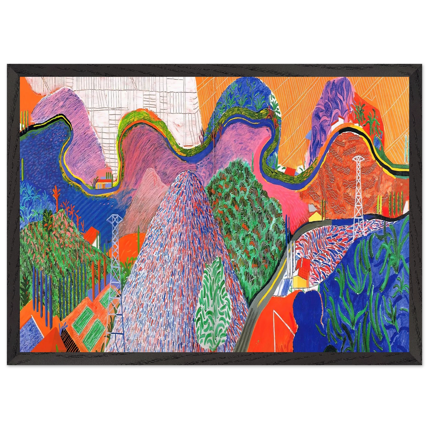 David Hockney - David Hockney Wall art - 21x29.7 cm / 8x12" - Premium Wooden Framed Poster With Fine Art Paper-canvas - Black frame