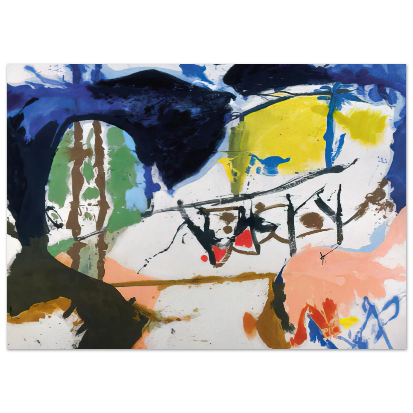Helen Frankenthaler - Acres - 1959 Wall art - 27x35 cm / 11x14 inches - Premium Wooden Framed Poster With Fine Art Paper-canvas - Black frame