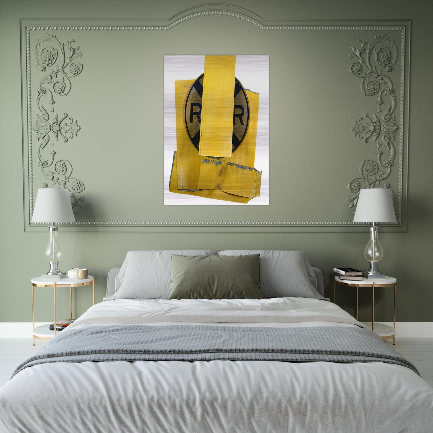 YELLOW VISOR GLUT 1989 - Robert Rauschenberg Brushed Aluminum Print - 70x100 cm / 28x40 inches | Robert Rauschenberg Aluminum Print | Robert Rauschenberg Prints