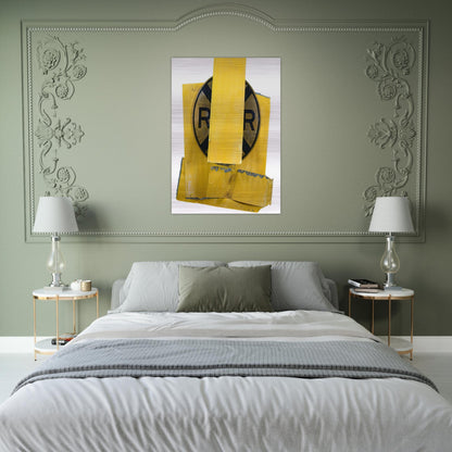 YELLOW VISOR GLUT 1989 - Robert Rauschenberg Brushed Aluminum Print - 70x100 cm / 28x40 inches | Robert Rauschenberg Aluminum Print | Robert Rauschenberg Prints