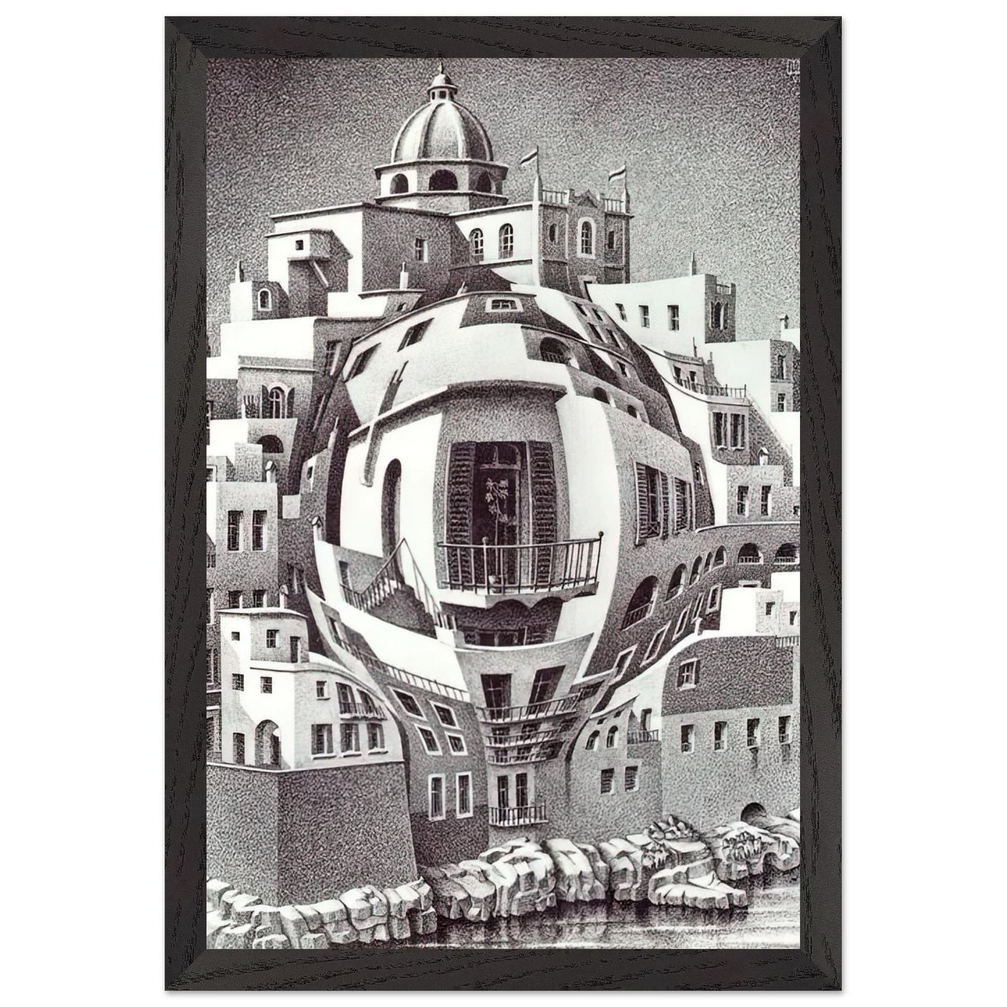 MC Escher - BALCONY Wall Art - 30x40 cm / 12x16 inches - Fine Art Poster-canvas - -