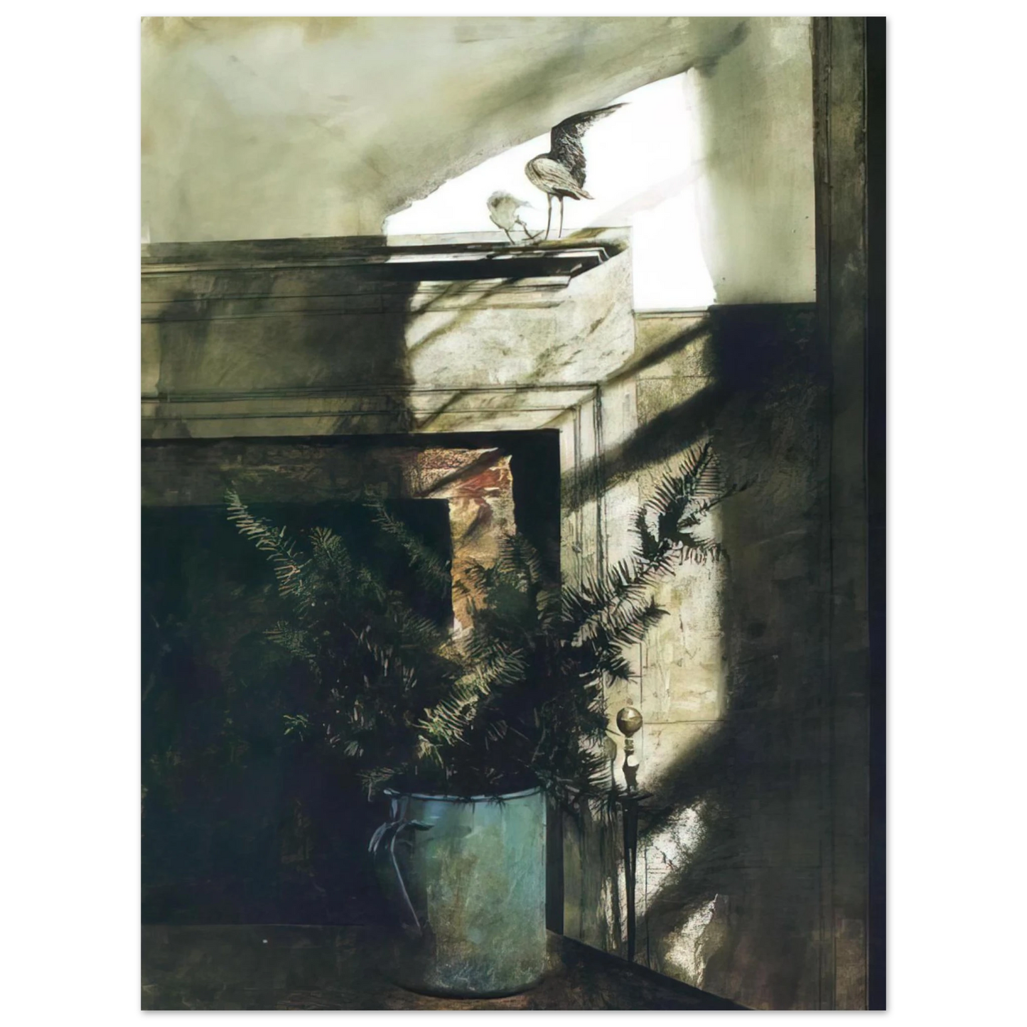 Andrew Wyeth - BIRD IN THE HOUSE Wall Art - 21x29.7 cm / 8x12" - Premium Wooden Framed Poster With Fine Art Paper-canvas - Wood frame