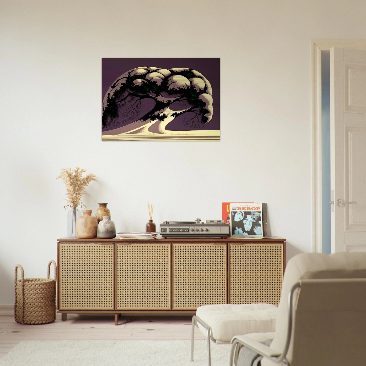 Snow Tree - Eyvind Earle Brushed Aluminum Print - 70x100 cm / 28x40 inches | Eyvind Earle Aluminum Print | Eyvind Earle Prints