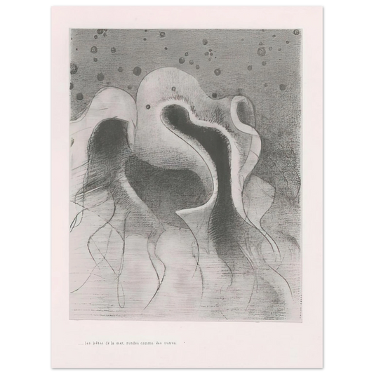 Odilon Redon - THE BEASTS OF THE SEA ROUND LIKE LEATHER BOTTLES PLATE 22 1896  75x100 cm / 30x40inches Fine Art Poster