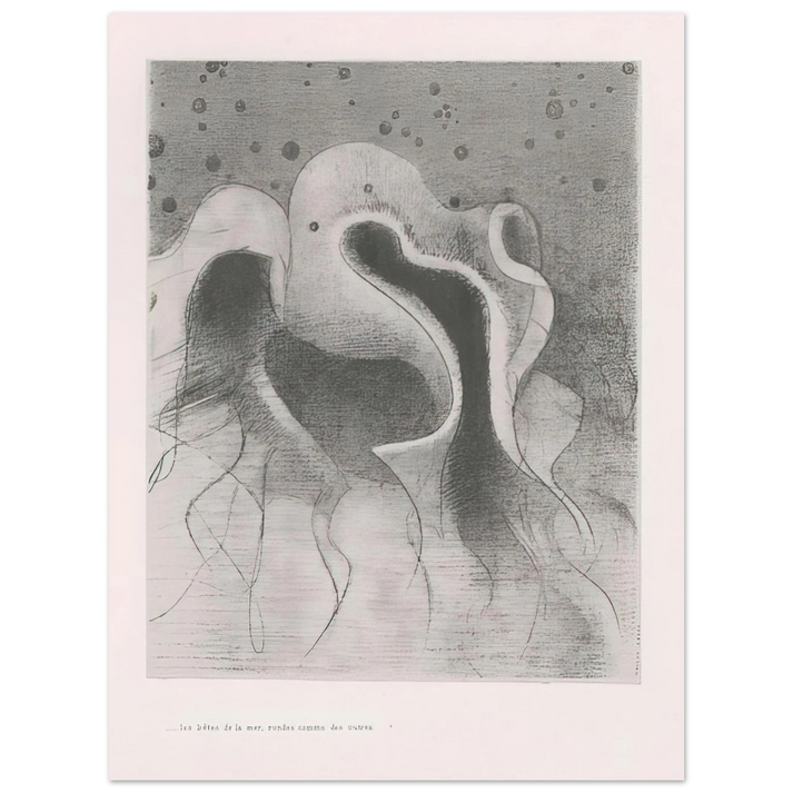 Odilon Redon - THE BEASTS OF THE SEA ROUND LIKE LEATHER BOTTLES PLATE 22 1896  75x100 cm / 30x40inches Fine Art Poster