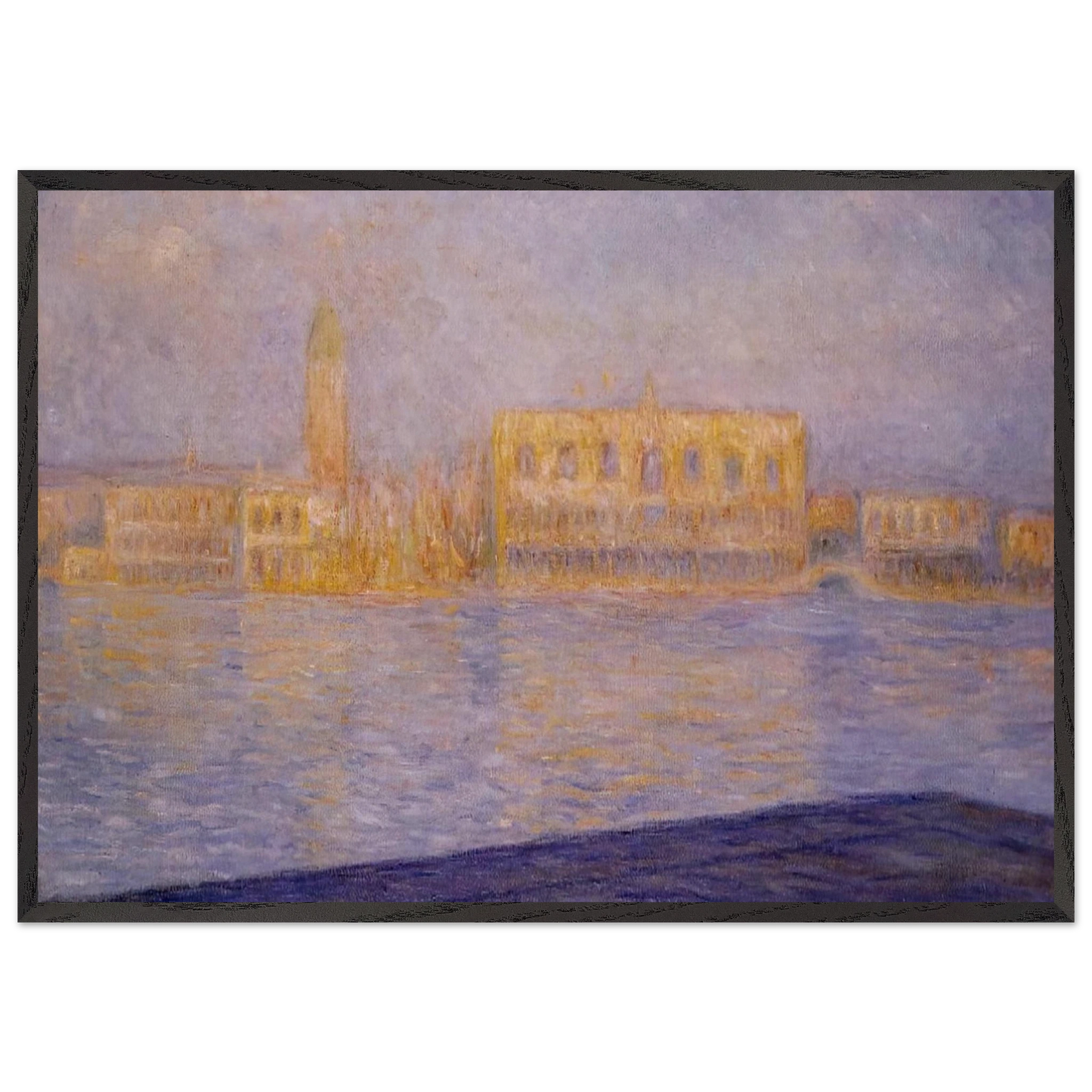 The Doges Palace Seen from San Giorgio Maggiore 2 - claude monet 70x100 cm / 28x40 inches Framed Art Print – Black Wooden Frame