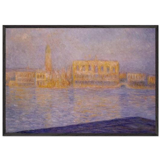 The Doges Palace Seen from San Giorgio Maggiore 2 - claude monet 70x100 cm / 28x40 inches Framed Art Print – Black Wooden Frame