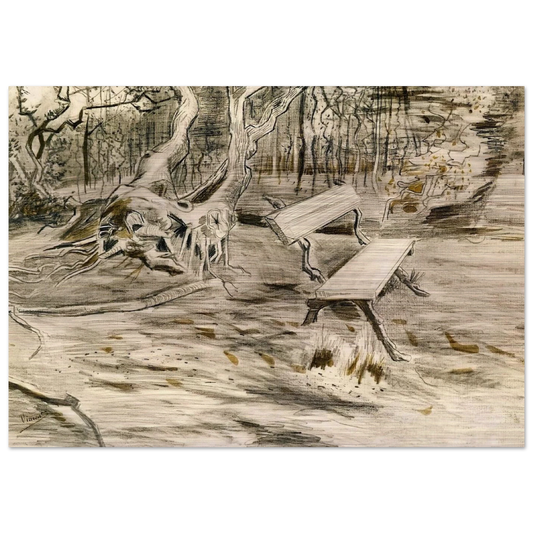 The Bench - Vincent van Gogh Brushed Aluminum Print - 70x100 cm / 28x40 inches | Vincent van Gogh Aluminum Print | Vincent van Gogh Prints
