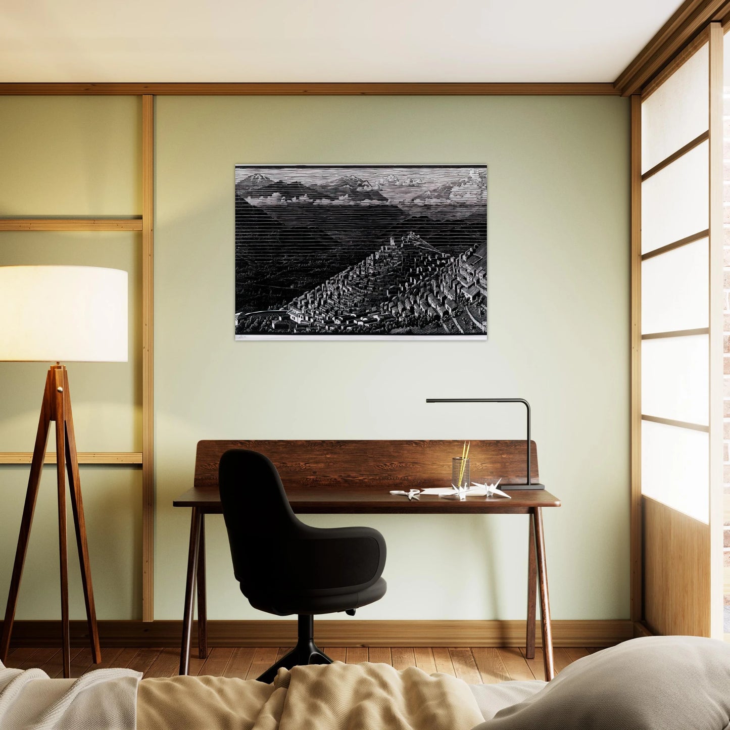 MORANO CALABRIA - MC Escher Brushed Aluminum Print - 70x100 cm / 28x40 inches | MC Escher Aluminum Print | MC Escher Prints