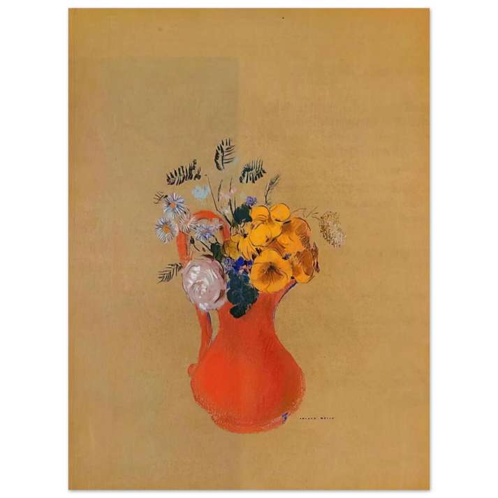 Odilon Redon - FLOWERS IN A RED PITCHER  75x100 cm / 30x40inches Fine Art Poster