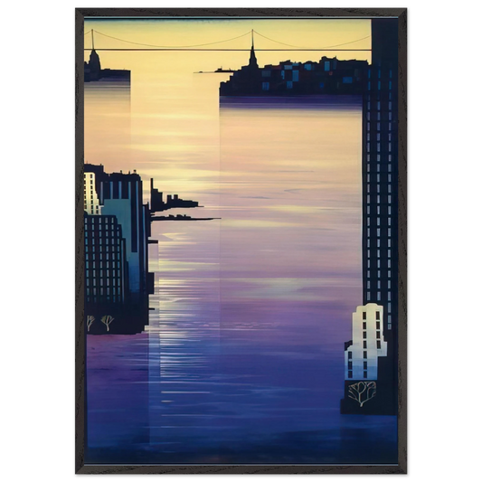 East River - Eyvind Earle 70x100 cm / 28x40 inches Framed Art Print – Black Wooden Frame