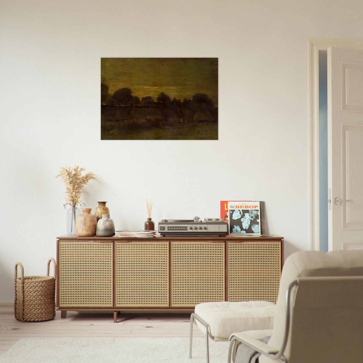 Village at sunset - Vincent van Gogh Brushed Aluminum Print - 70x100 cm / 28x40 inches | Vincent van Gogh Aluminum Print | Vincent van Gogh Prints