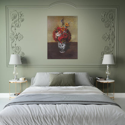 Dahlias In A Delft Vase - Paul Cézanne Brushed Aluminum Print - 70x100 cm / 28x40 inches | Paul Cézanne Aluminum Print | Paul Cézanne Prints