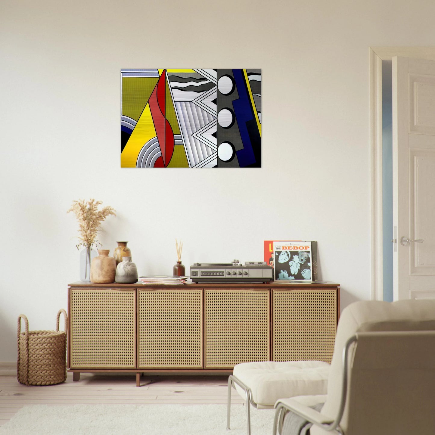 MODERN PAINTING WITH CLEF 1967 - Roy Lichtenstein Brushed Aluminum Print - 70x100 cm / 28x40 inches | Roy Lichtenstein Aluminum Print | Roy Lichtenstein Prints