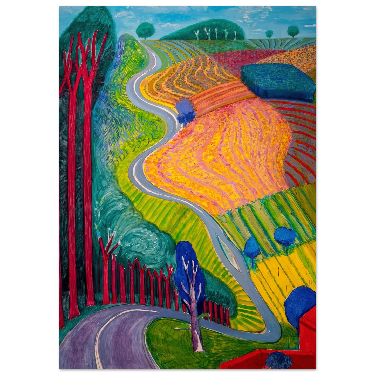 David Hockney - David Hockney Wall art - 27x35 cm / 11x14 inches - Premium Wooden Framed Poster With Fine Art Paper-canvas - Black frame