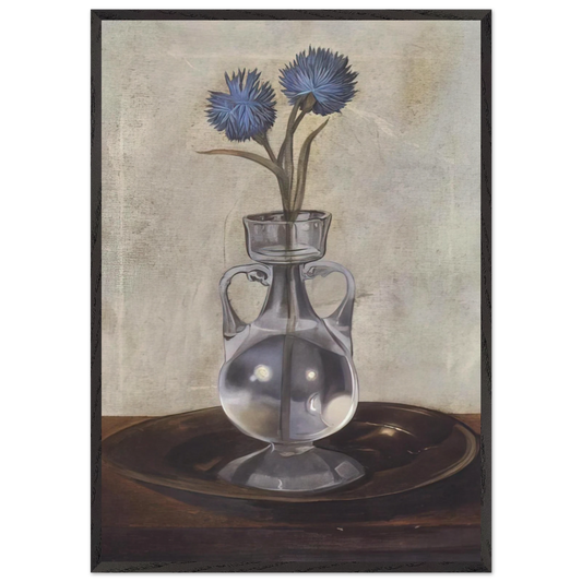 THE VASE OF CORNFLOWERS - Salvador Dali 70x100 cm / 28x40 inches Framed Art Print – Black Wooden Frame