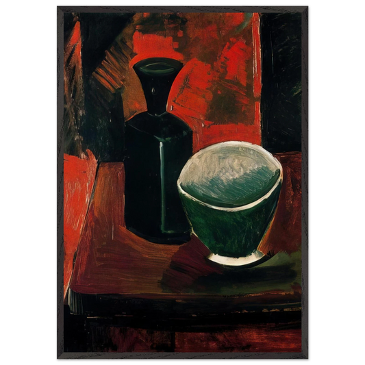 Green Pan and Black Bottle - 1908 - Pablo Picasso 70x100 cm / 28x40 inches Framed Art Print – Black Wooden Frame