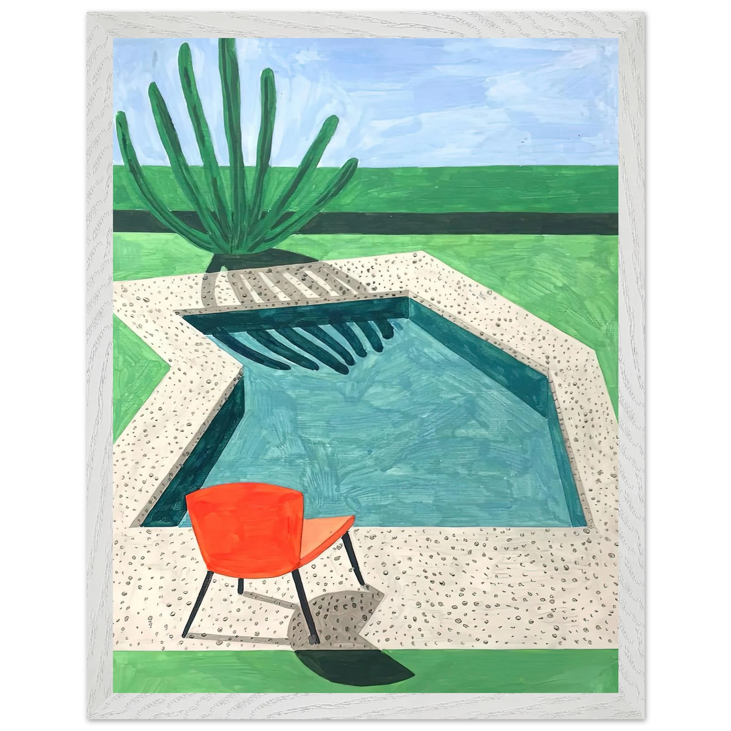 David Hockney - David Hockney Wall art - A1 (59.4 x 84.1  cm) - Premium Wooden Framed Poster With Fine Art Paper-canvas - White frame