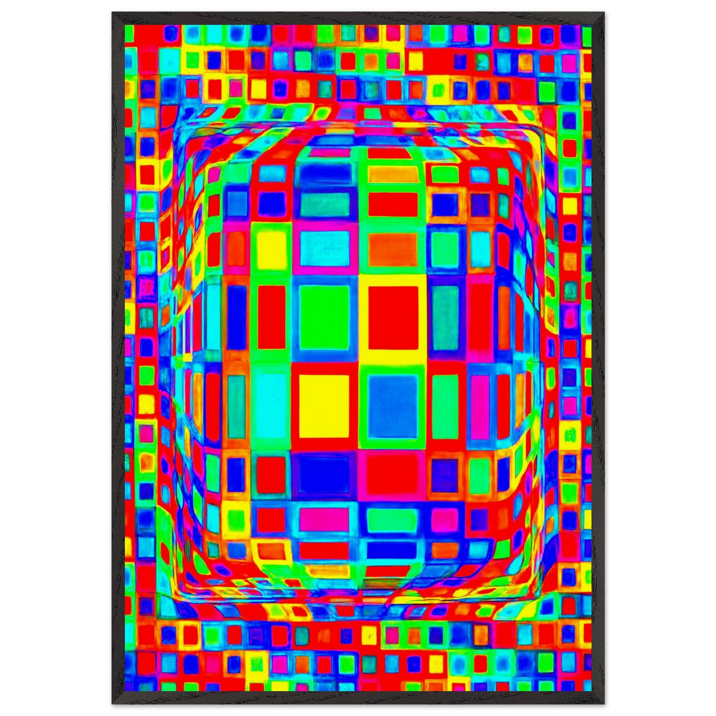 OND-DVA - Op Art - Victor Vasarely 70x100 cm / 28x40 inches Framed Art Print – Black Wooden Frame