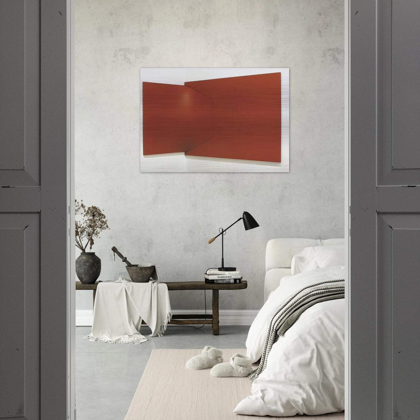 Dittico rosso - 1966 - Enrico Castellani Brushed Aluminum Print - 70x100 cm / 28x40 inches | Enrico Castellani Aluminum Print | Enrico Castellani Prints