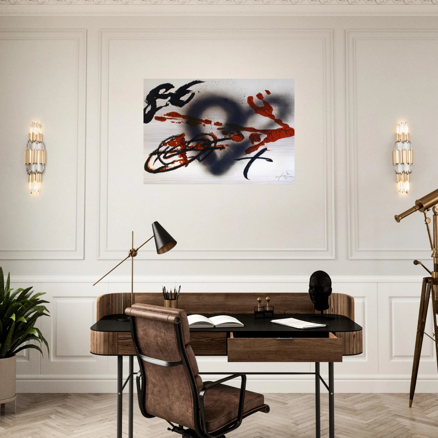 COEUR ET FLECHE 1985 - Antoni Tapies Brushed Aluminum Print - 70x100 cm / 28x40 inches | Antoni Tapies Aluminum Print | Antoni Tapies Prints