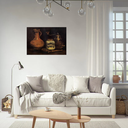 Still Life with Coffee Mill, Pipe Case and Jug - Vincent van Gogh Brushed Aluminum Print - 70x100 cm / 28x40 inches | Vincent van Gogh Aluminum Print | Vincent van Gogh Prints