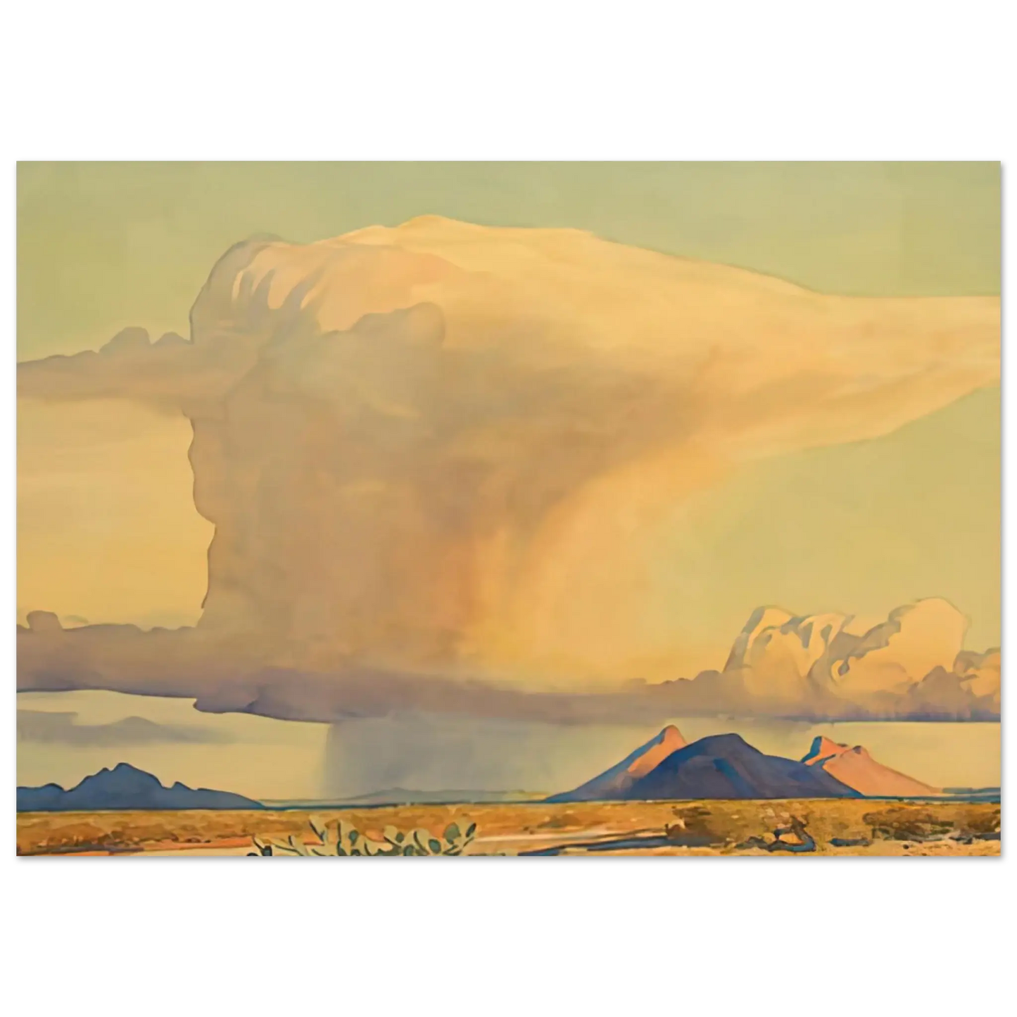Maynard Dixon - DROUGHT AND DOWNPOUR 1944 Wall art - 50x70 cm / 20x28 Inches - Premium Wooden Framed Poster With Fine Art Paper - Black frame