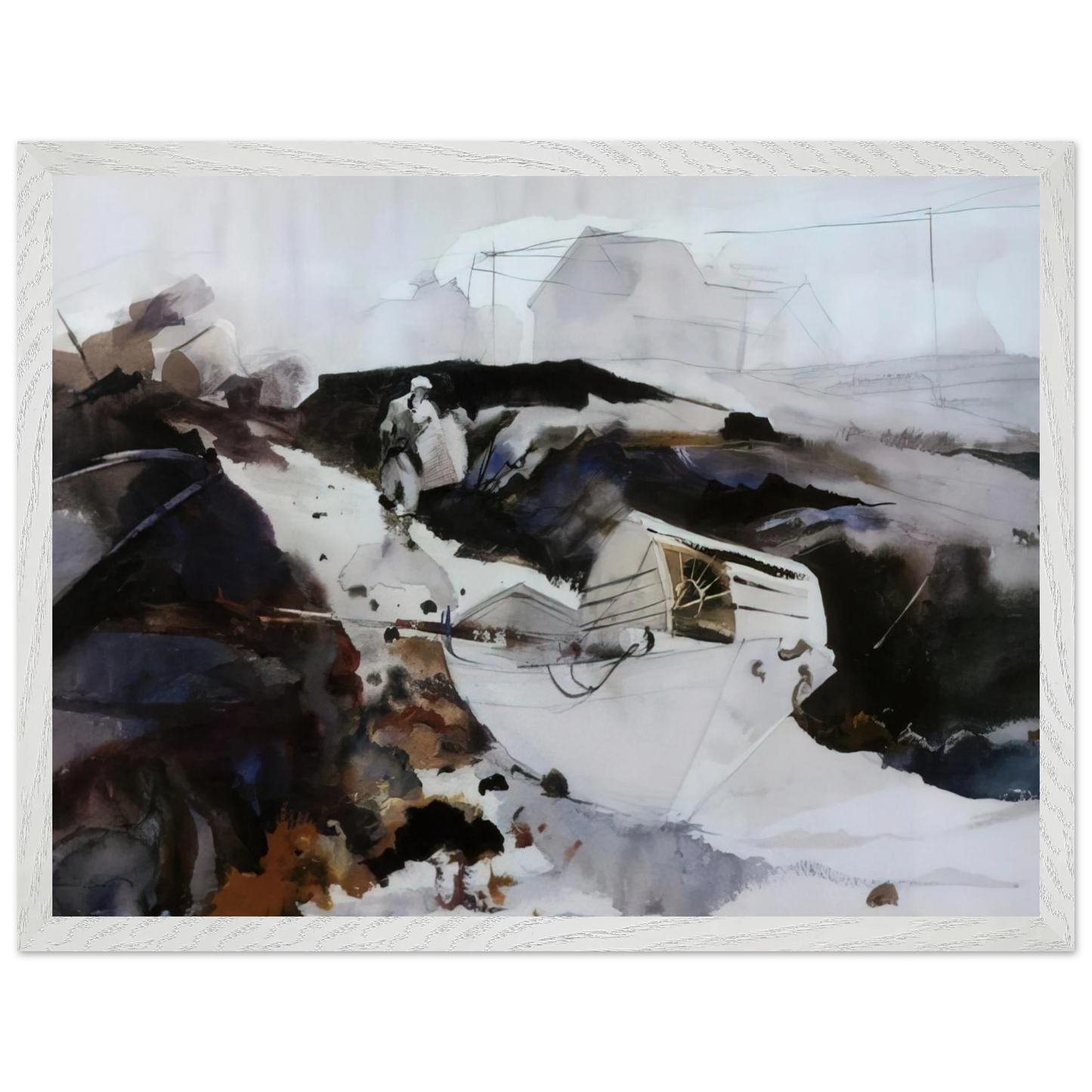 Andrew Wyeth - THE WHITE DORY 1941 Wall Art - 60x80 cm / 24x32 inches - Premium Wooden Framed Poster With Fine Art Paper-canvas - White frame