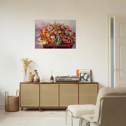 Basket of Flowers - Pierre-Auguste Renoir Brushed Aluminum Print - 70x100 cm / 28x40 inches | Pierre-Auguste Renoir Aluminum Print | Pierre-Auguste Renoir Prints