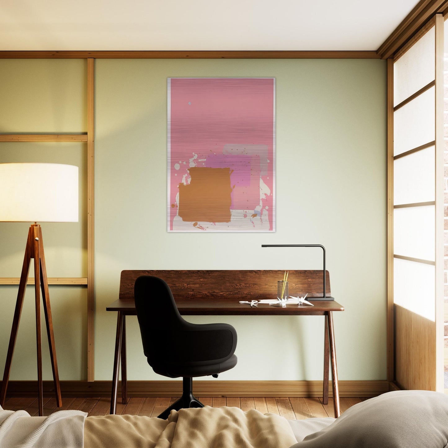 Brown Black on Pink - 1971 - John Hoyland Brushed Aluminum Print - 70x100 cm / 28x40 inches | John Hoyland Aluminum Print | John Hoyland Prints