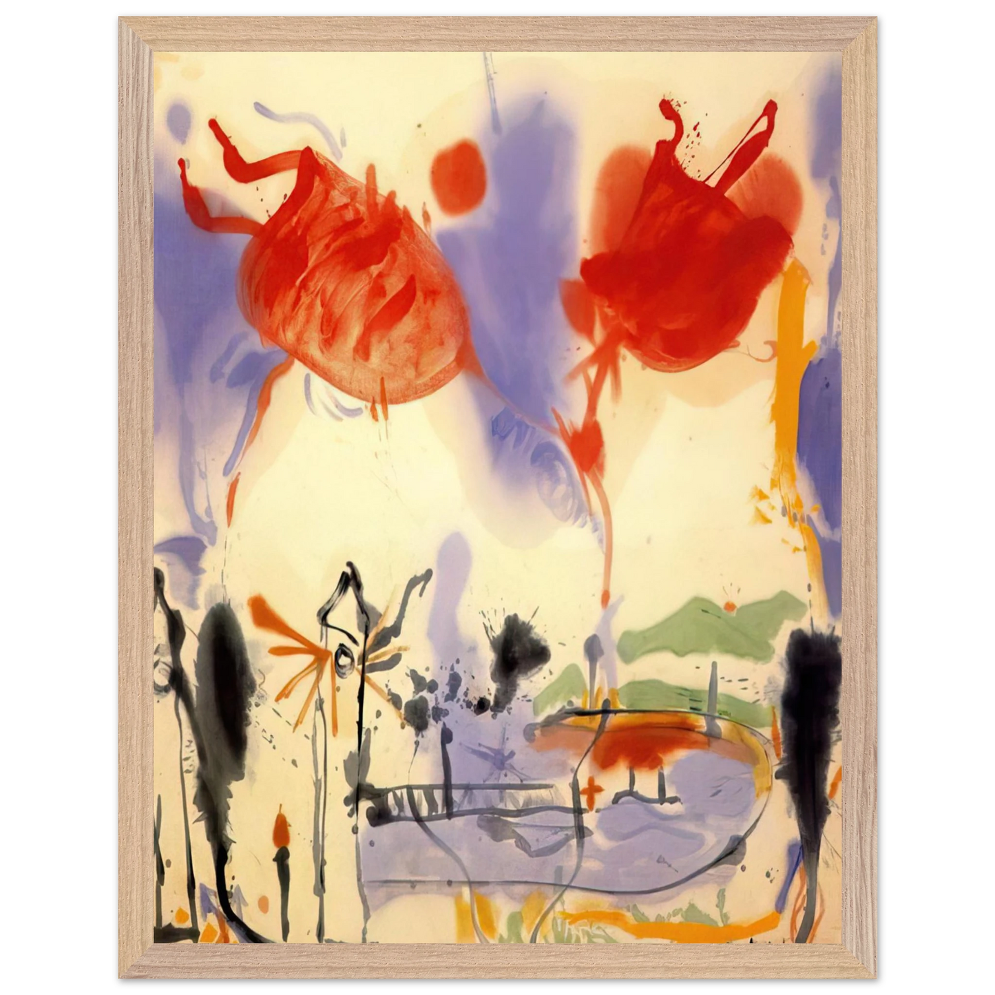 Helen Frankenthaler - Round Trip - 1957 Wall art - 30x40 cm / 12x16 inches - Premium Wooden Framed Poster With Fine Art Paper-canvas - White frame