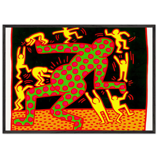 UNTITLED 1983 2 N2 - Keith Haring 70x100 cm / 28x40 inches Framed Art Print – Black Wooden Frame | Keith Haring Art For Sale