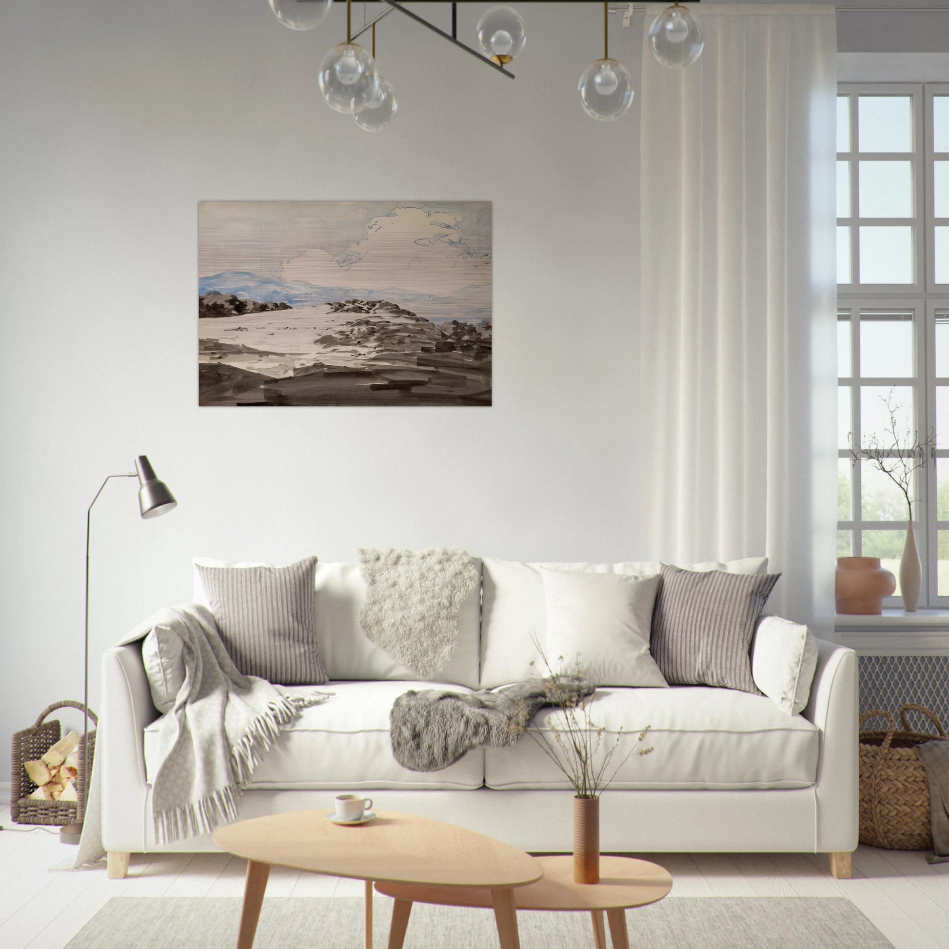 Sheep Pasture, Cornish, New Hampshire - Maxfield Parrish Brushed Aluminum Print - 70x100 cm / 28x40 inches | Maxfield Parrish Aluminum Print | Maxfield Parrish Prints