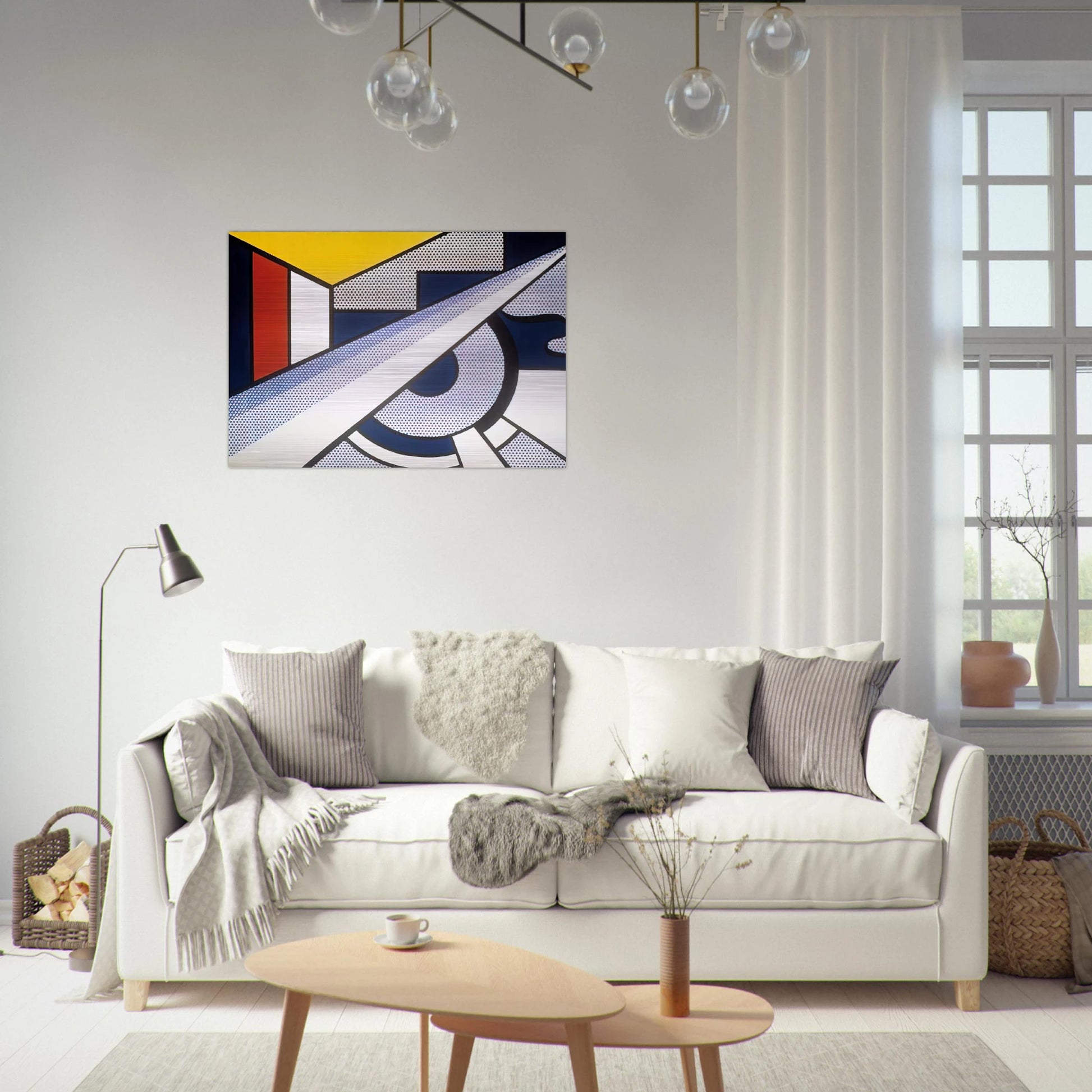 MODERN PAINTING WITH WEDGE 1967 - Roy Lichtenstein Brushed Aluminum Print - 70x100 cm / 28x40 inches | Roy Lichtenstein Aluminum Print | Roy Lichtenstein Prints