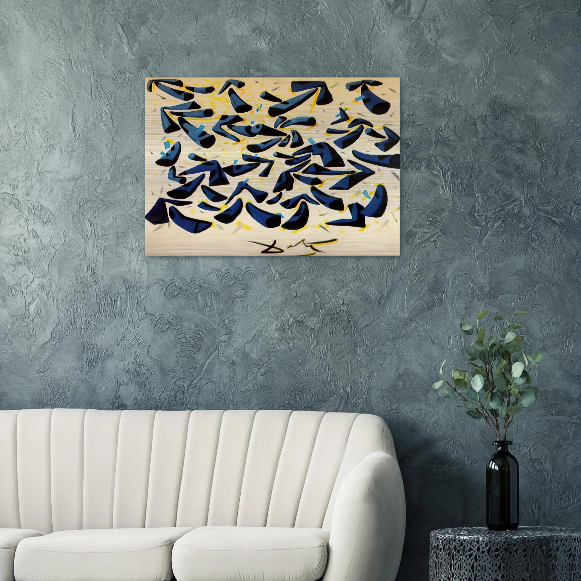 BLUE HORNS DESIGN FOR A SCARF - Salvador Dali Brushed Aluminum Print - 70x100 cm / 28x40 inches | Salvador Dali Aluminum Print | Salvador Dali Prints