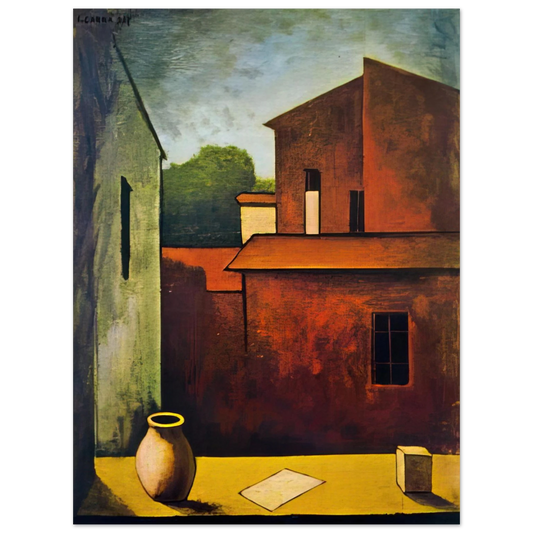 Carlo Carra - THE RED HOUSE 1927  75x100 cm / 30x40inches Fine Art Poster