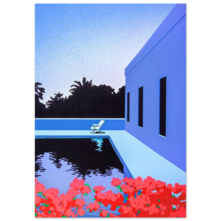 Hiroshi Nagai - Longs for Summer Wall Art - 60x80 cm / 24x32 inches - Premium Wooden Framed Poster With Fine Art Paper - Black frame