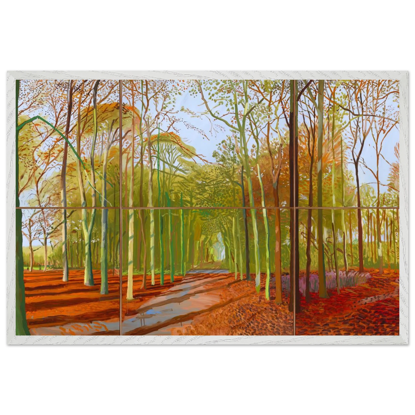 David Hockney - Woldgate Woods, 21, 23 & 29 November 2006 - 70x100 cm / 28x40 inches - Premium Wooden Framed Poster With Fine Art Paper-canvas - Wood frame