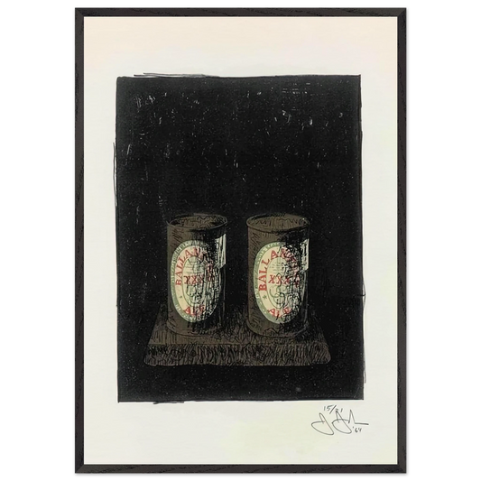 ALE CANS 1964 1 - Jasper Johns 70x100 cm / 28x40 inches Framed Art Print – Black Wooden Frame