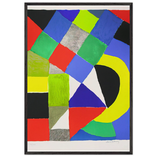 SQUARES - Sonia Delaunay 70x100 cm / 28x40 inches Framed Art Print – Black Wooden Frame