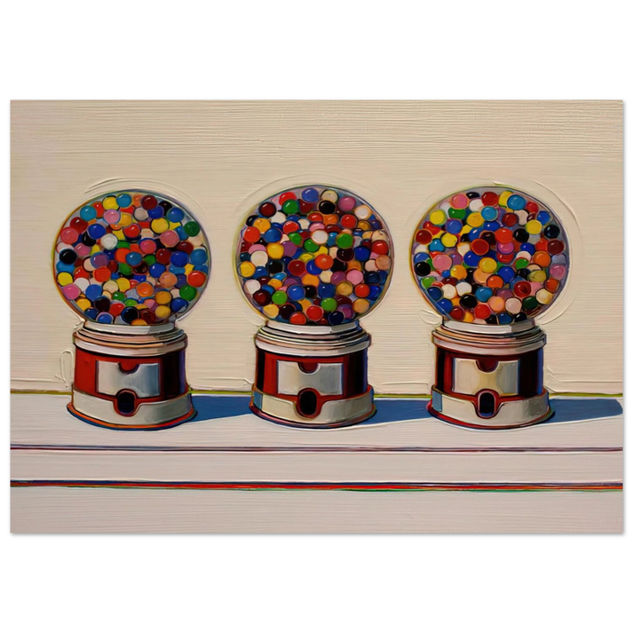 Wayne Thiebaud - Three Machines - 1963 Wall Art - 30x40 cm / 12x16 inches - Premium Wooden Framed Poster With Fine Art Paper - Black frame