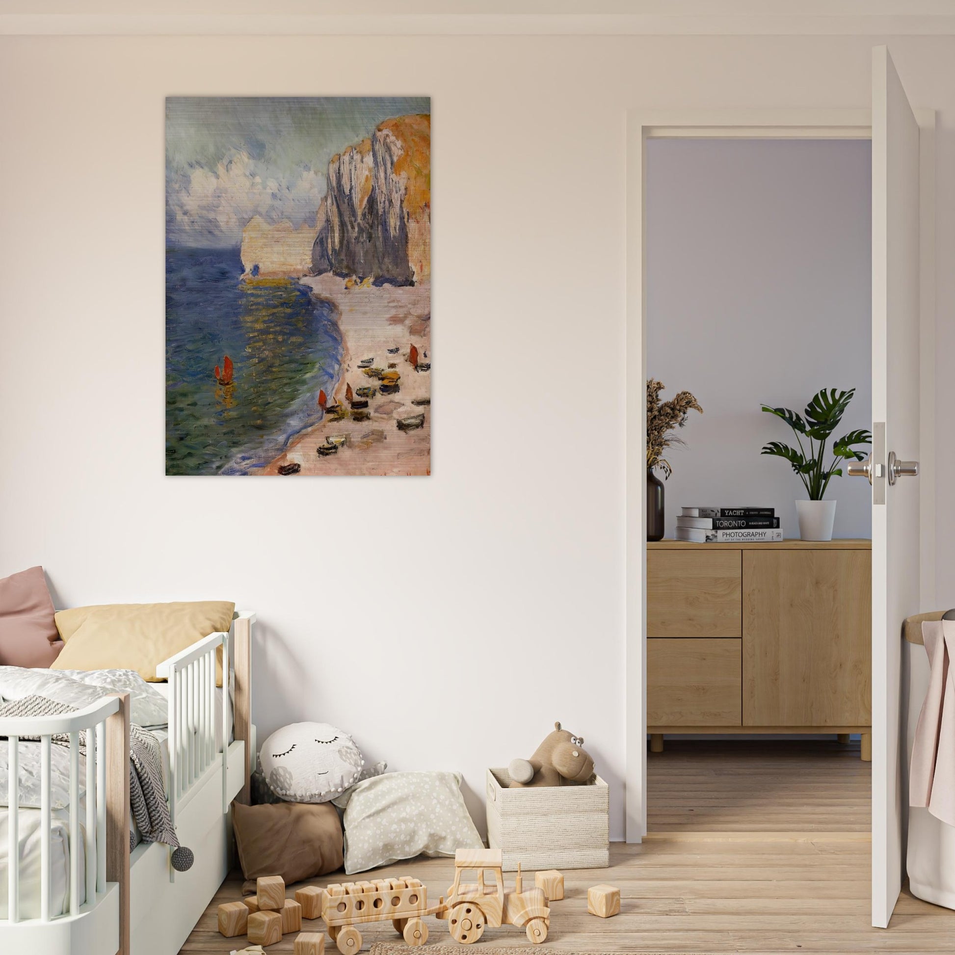 The Beach and the Falaise d'Amont - claude monet Brushed Aluminum Print - 70x100 cm / 28x40 inches | claude monet Aluminum Print | claude monet Prints